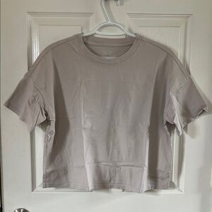Calvin Klein Performance Beige Taupe Cropped Boxy 100% Cotton Tee Size Large